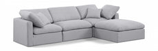 Meridian Furniture - Indulge 105" Linen Textured Fabric Upholstered 4 Piece Modular Sectional - 141Grey-Sec4A - GreatFurnitureDeal