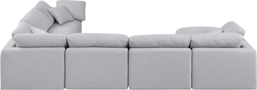 Meridian Furniture - Indulge 140" Linen Textured Fabric Upholstered 7 Piece Modular Sectional - 141Grey-Sec7A - GreatFurnitureDeal