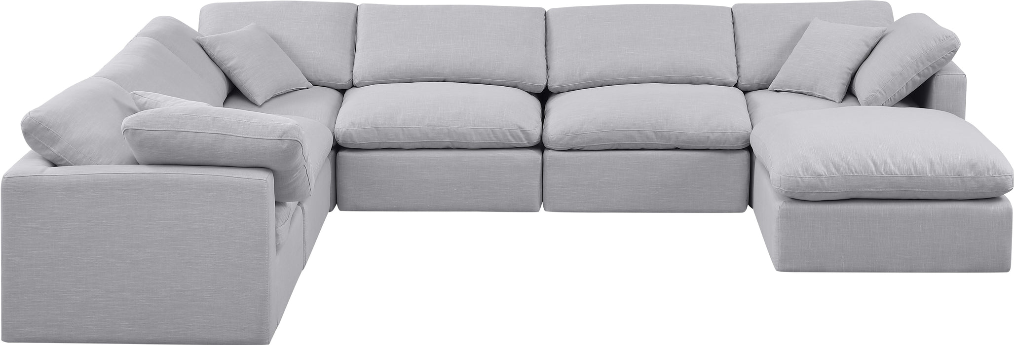 Meridian Furniture - Indulge 140" Linen Textured Fabric Upholstered 7 Piece Modular Sectional - 141Grey-Sec7A - GreatFurnitureDeal