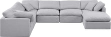 Meridian Furniture - Indulge 140" Linen Textured Fabric Upholstered 7 Piece Modular Sectional - 141Grey-Sec7A - GreatFurnitureDeal