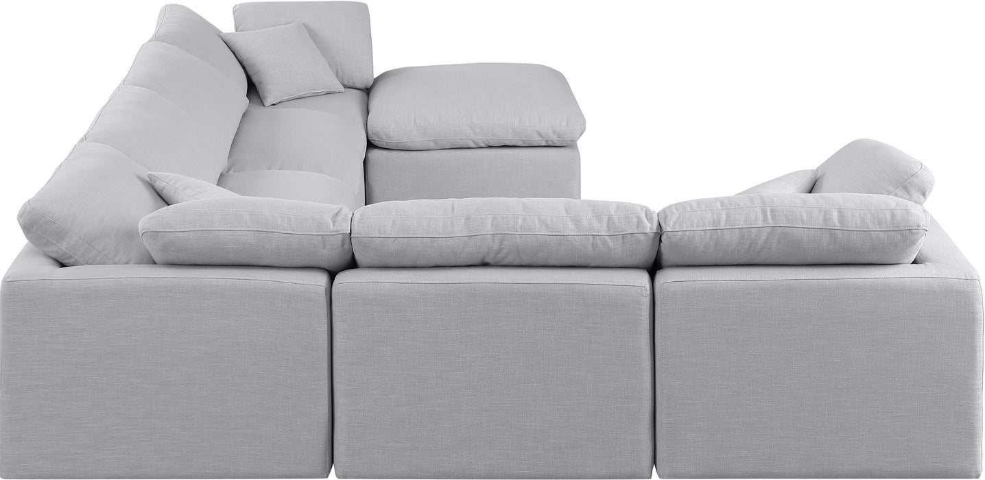 Meridian Furniture - Indulge 140" Linen Textured Fabric Upholstered 7 Piece Modular Sectional - 141Grey-Sec7A - GreatFurnitureDeal