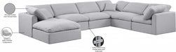Meridian Furniture - Indulge 140" Linen Textured Fabric Upholstered 7 Piece Modular Sectional - 141Grey-Sec7A - GreatFurnitureDeal