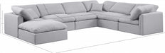Meridian Furniture - Indulge 140" Linen Textured Fabric Upholstered 7 Piece Modular Sectional - 141Grey-Sec7A - GreatFurnitureDeal
