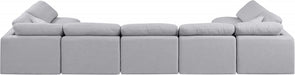Meridian Furniture - Indulge 175" Linen Textured Fabric Upholstered 7 Piece Modular Sectional - 141Grey-Sec7B - GreatFurnitureDeal
