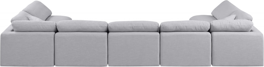 Meridian Furniture - Indulge 175" Linen Textured Fabric Upholstered 7 Piece Modular Sectional - 141Grey-Sec7B - GreatFurnitureDeal