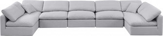 Meridian Furniture - Indulge 175" Linen Textured Fabric Upholstered 7 Piece Modular Sectional - 141Grey-Sec7B - GreatFurnitureDeal