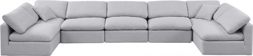 Meridian Furniture - Indulge 175" Linen Textured Fabric Upholstered 7 Piece Modular Sectional - 141Grey-Sec7B - GreatFurnitureDeal