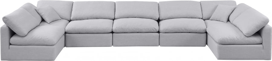 Meridian Furniture - Indulge 175" Linen Textured Fabric Upholstered 7 Piece Modular Sectional - 141Grey-Sec7B - GreatFurnitureDeal