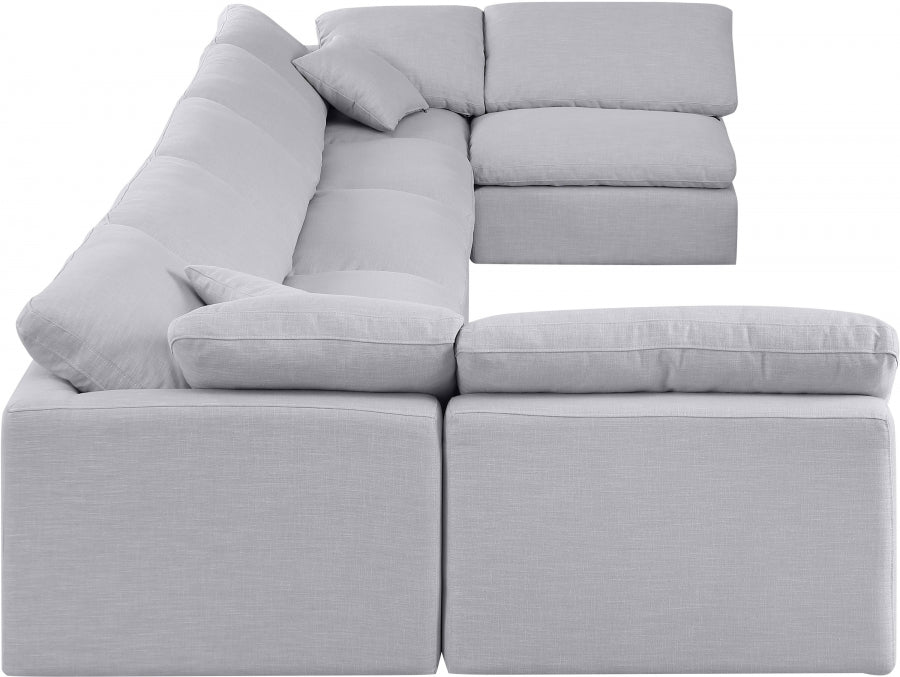 Meridian Furniture - Indulge 175" Linen Textured Fabric Upholstered 7 Piece Modular Sectional - 141Grey-Sec7B - GreatFurnitureDeal