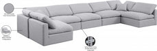 Meridian Furniture - Indulge 175" Linen Textured Fabric Upholstered 7 Piece Modular Sectional - 141Grey-Sec7B - GreatFurnitureDeal