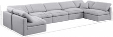 Meridian Furniture - Indulge 175" Linen Textured Fabric Upholstered 7 Piece Modular Sectional - 141Grey-Sec7B - GreatFurnitureDeal