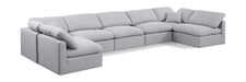 Meridian Furniture - Indulge 175" Linen Textured Fabric Upholstered 7 Piece Modular Sectional - 141Grey-Sec7B - GreatFurnitureDeal