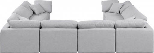 Meridian Furniture - Indulge 140" Linen Textured Fabric Upholstered 8 Piece Modular Sectional - 141Grey-Sec8A - GreatFurnitureDeal