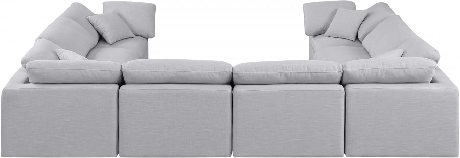 Meridian Furniture - Indulge 140" Linen Textured Fabric Upholstered 8 Piece Modular Sectional - 141Grey-Sec8A - GreatFurnitureDeal