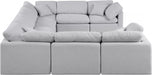 Meridian Furniture - Indulge 140" Linen Textured Fabric Upholstered 8 Piece Modular Sectional - 141Grey-Sec8A - GreatFurnitureDeal