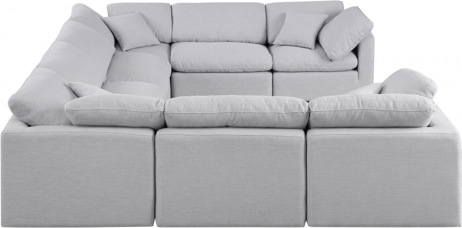 Meridian Furniture - Indulge 140" Linen Textured Fabric Upholstered 8 Piece Modular Sectional - 141Grey-Sec8A - GreatFurnitureDeal