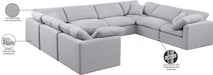 Meridian Furniture - Indulge 140" Linen Textured Fabric Upholstered 8 Piece Modular Sectional - 141Grey-Sec8A - GreatFurnitureDeal
