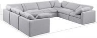 Meridian Furniture - Indulge 140" Linen Textured Fabric Upholstered 8 Piece Modular Sectional - 141Grey-Sec8A - GreatFurnitureDeal