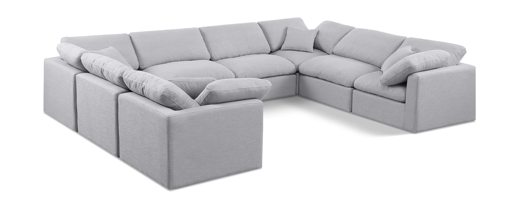Meridian Furniture - Indulge 140" Linen Textured Fabric Upholstered 8 Piece Modular Sectional - 141Grey-Sec8A - GreatFurnitureDeal