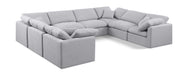 Meridian Furniture - Indulge 140" Linen Textured Fabric Upholstered 8 Piece Modular Sectional - 141Grey-Sec8A - GreatFurnitureDeal