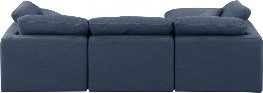 Meridian Furniture - Indulge 105" Linen Textured Fabric Upholstered 4 Piece Modular Sectional - 141Navy-Sec4A - GreatFurnitureDeal