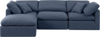 Meridian Furniture - Indulge 105" Linen Textured Fabric Upholstered 4 Piece Modular Sectional - 141Navy-Sec4A - GreatFurnitureDeal