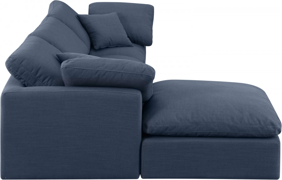 Meridian Furniture - Indulge 105" Linen Textured Fabric Upholstered 4 Piece Modular Sectional - 141Navy-Sec4A - GreatFurnitureDeal