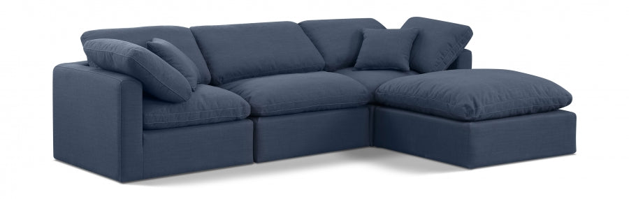 Meridian Furniture - Indulge 105" Linen Textured Fabric Upholstered 4 Piece Modular Sectional - 141Navy-Sec4A - GreatFurnitureDeal