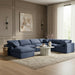 Meridian Furniture - Indulge 140" Linen Textured Fabric Upholstered 7 Piece Modular Sectional - 141Navy-Sec7A - GreatFurnitureDeal