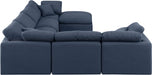 Meridian Furniture - Indulge 140" Linen Textured Fabric Upholstered 7 Piece Modular Sectional - 141Navy-Sec7A - GreatFurnitureDeal