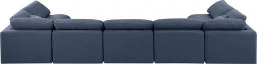 Meridian Furniture - Indulge 175" Linen Textured Fabric Upholstered 7 Piece Modular Sectional - 141Navy-Sec7B - GreatFurnitureDeal