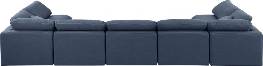 Meridian Furniture - Indulge 175" Linen Textured Fabric Upholstered 7 Piece Modular Sectional - 141Navy-Sec7B - GreatFurnitureDeal