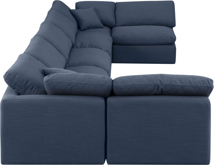 Meridian Furniture - Indulge 175" Linen Textured Fabric Upholstered 7 Piece Modular Sectional - 141Navy-Sec7B - GreatFurnitureDeal