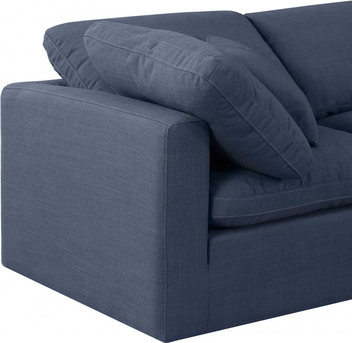 Meridian Furniture - Indulge 175" Linen Textured Fabric Upholstered 7 Piece Modular Sectional - 141Navy-Sec7B - GreatFurnitureDeal