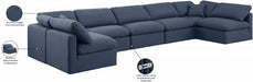 Meridian Furniture - Indulge 175" Linen Textured Fabric Upholstered 7 Piece Modular Sectional - 141Navy-Sec7B - GreatFurnitureDeal