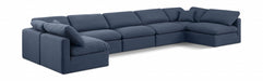Meridian Furniture - Indulge 175" Linen Textured Fabric Upholstered 7 Piece Modular Sectional - 141Navy-Sec7B - GreatFurnitureDeal