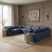Meridian Furniture - Indulge 140" Linen Textured Fabric Upholstered 8 Piece Modular Sectional - 141Navy-Sec8A - GreatFurnitureDeal