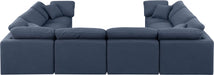 Meridian Furniture - Indulge 140" Linen Textured Fabric Upholstered 8 Piece Modular Sectional - 141Navy-Sec8A - GreatFurnitureDeal