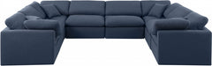 Meridian Furniture - Indulge 140" Linen Textured Fabric Upholstered 8 Piece Modular Sectional - 141Navy-Sec8A - GreatFurnitureDeal