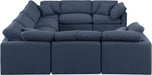 Meridian Furniture - Indulge 140" Linen Textured Fabric Upholstered 8 Piece Modular Sectional - 141Navy-Sec8A - GreatFurnitureDeal