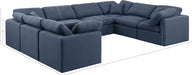 Meridian Furniture - Indulge 140" Linen Textured Fabric Upholstered 8 Piece Modular Sectional - 141Navy-Sec8A - GreatFurnitureDeal