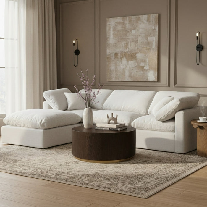 Meridian Furniture - Indulge 105" Linen Textured Fabric Upholstered 4 Piece Modular Sectional - 141White-Sec4A - GreatFurnitureDeal