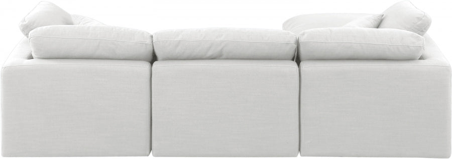 Meridian Furniture - Indulge 105" Linen Textured Fabric Upholstered 4 Piece Modular Sectional - 141White-Sec4A - GreatFurnitureDeal