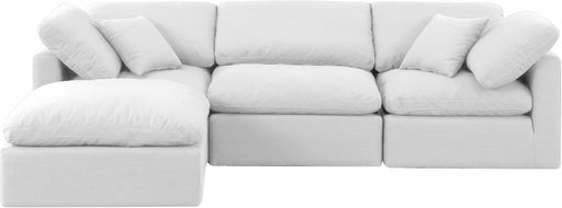 Meridian Furniture - Indulge 105" Linen Textured Fabric Upholstered 4 Piece Modular Sectional - 141White-Sec4A - GreatFurnitureDeal