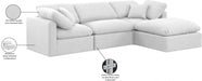 Meridian Furniture - Indulge 105" Linen Textured Fabric Upholstered 4 Piece Modular Sectional - 141White-Sec4A - GreatFurnitureDeal
