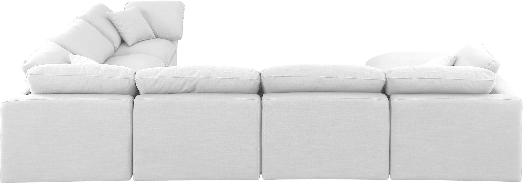 Meridian Furniture - Indulge 140" Linen Textured Fabric Upholstered 7 Piece Modular Sectional - 141White-Sec7A - GreatFurnitureDeal