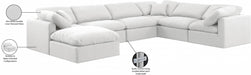 Meridian Furniture - Indulge 140" Linen Textured Fabric Upholstered 7 Piece Modular Sectional - 141White-Sec7A - GreatFurnitureDeal