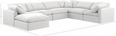 Meridian Furniture - Indulge 140" Linen Textured Fabric Upholstered 7 Piece Modular Sectional - 141White-Sec7A - GreatFurnitureDeal