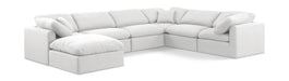 Meridian Furniture - Indulge 140" Linen Textured Fabric Upholstered 7 Piece Modular Sectional - 141White-Sec7A - GreatFurnitureDeal
