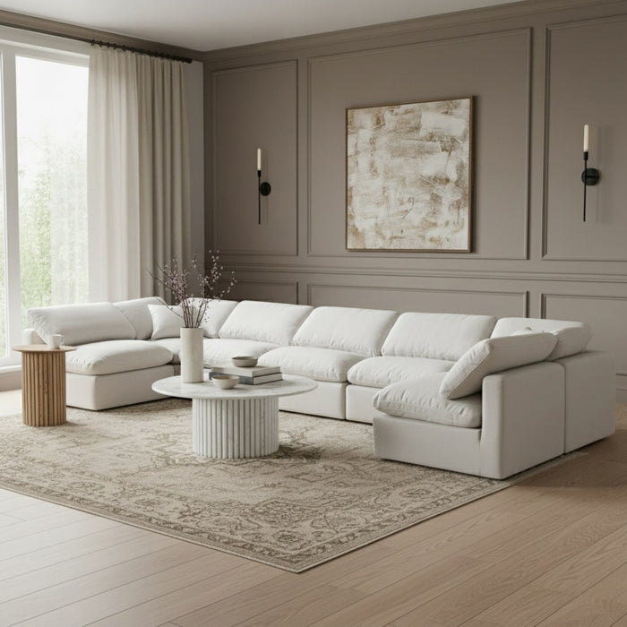 Meridian Furniture - Indulge 175" Linen Textured Fabric Upholstered 7 Piece Modular Sectional - 141White-Sec7B - GreatFurnitureDeal